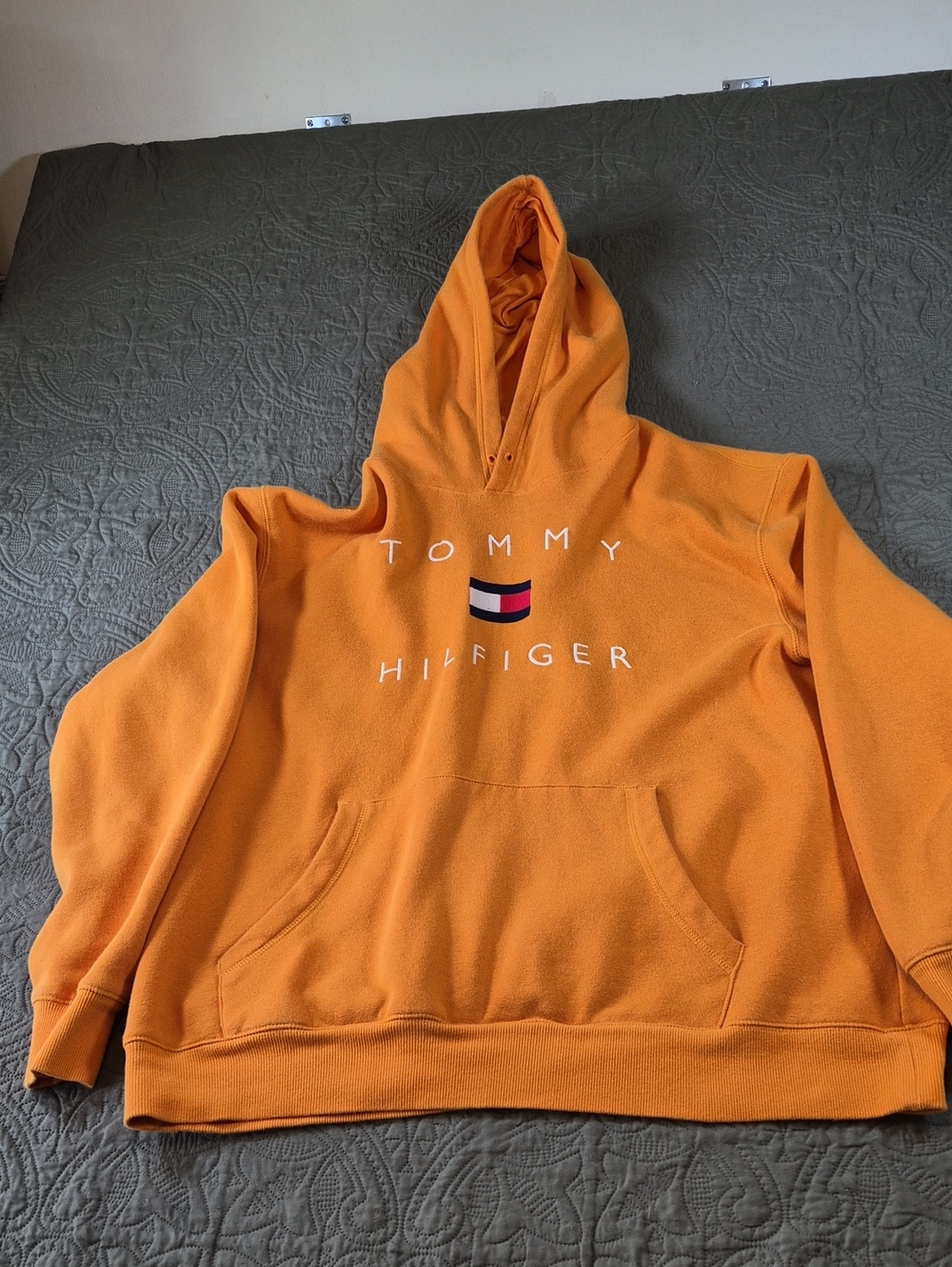 Tommy Hilfiger Orange Logo Hoodie - Men's Pullover